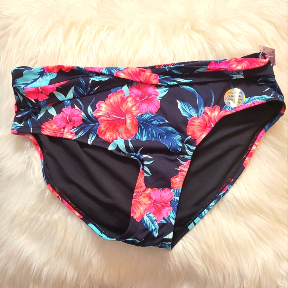 Vibrant High- Waist Floral Bikini Bottoms